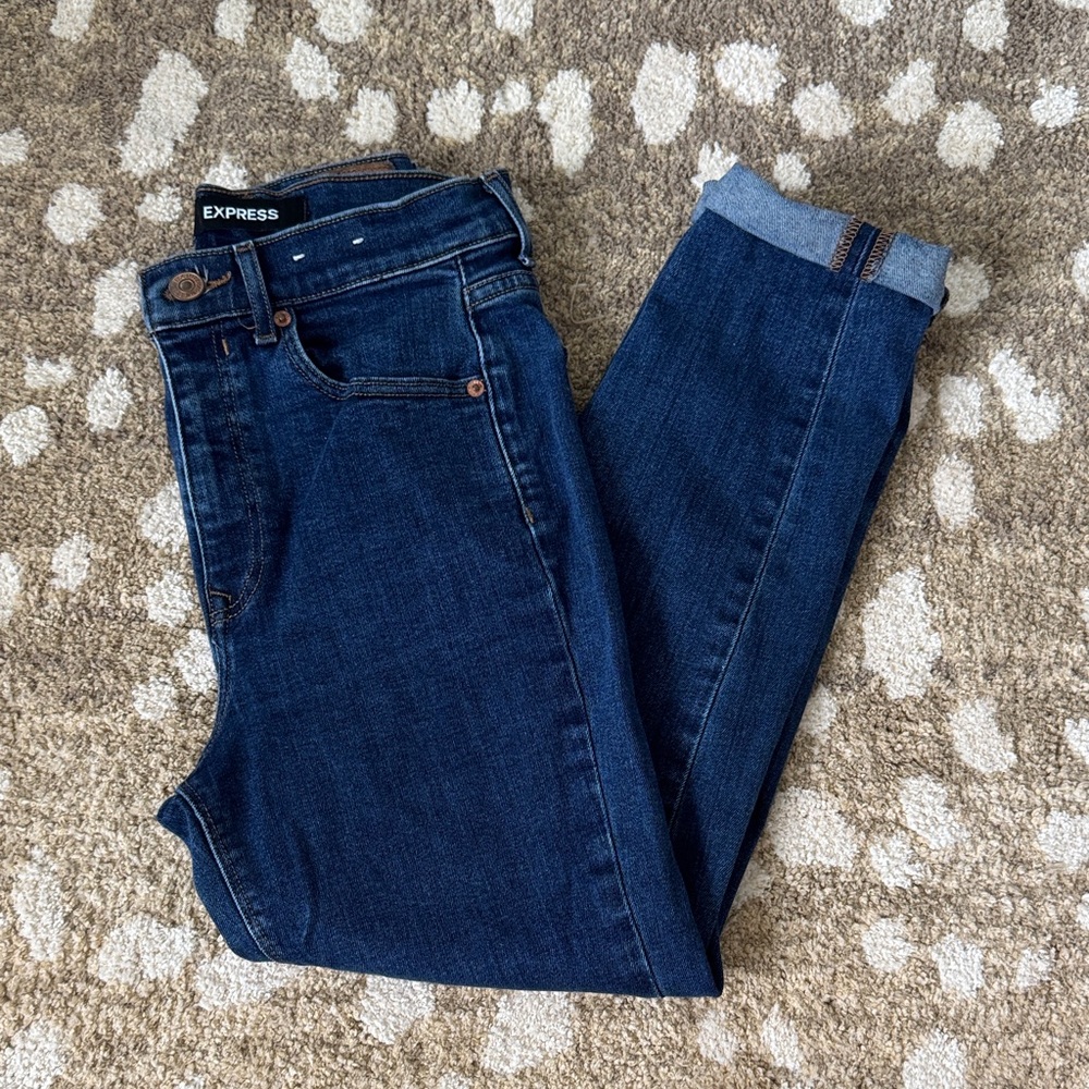 Express Women's Dark Blue Mom Jeans
